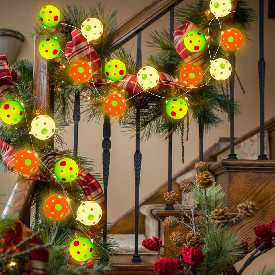 1.5m 10LED Christmas Ball String Light Xmas Trees Grinch Light String Ornament - Image 2 of 4