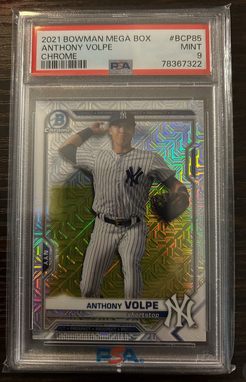 2021 Bowman Chrome Prospects Anthony Volpe #BCP-85 (RC) Mega Box REF PSA 9