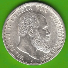Coin Silver Württemberg 2 MARK 1912 Better Than VZ No Scratches! nswleipzig