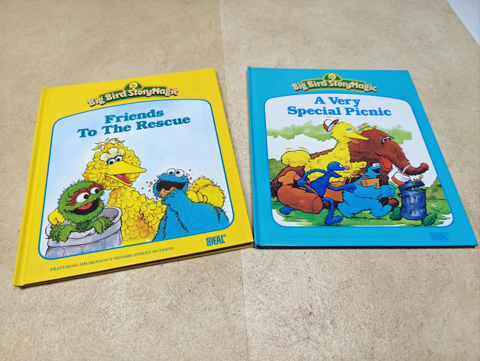 Sesame Street Big Bird StoryMagic Hardcover Book Lot Of 2 80s Vintage