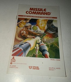 Missile Command (Atari 2600, 1981) w/ Manual - Cleaned & Tested (JY036)