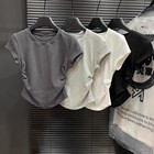 Basic Womens Solid Color Polyester T Shirt Short Sleeve Regular Length