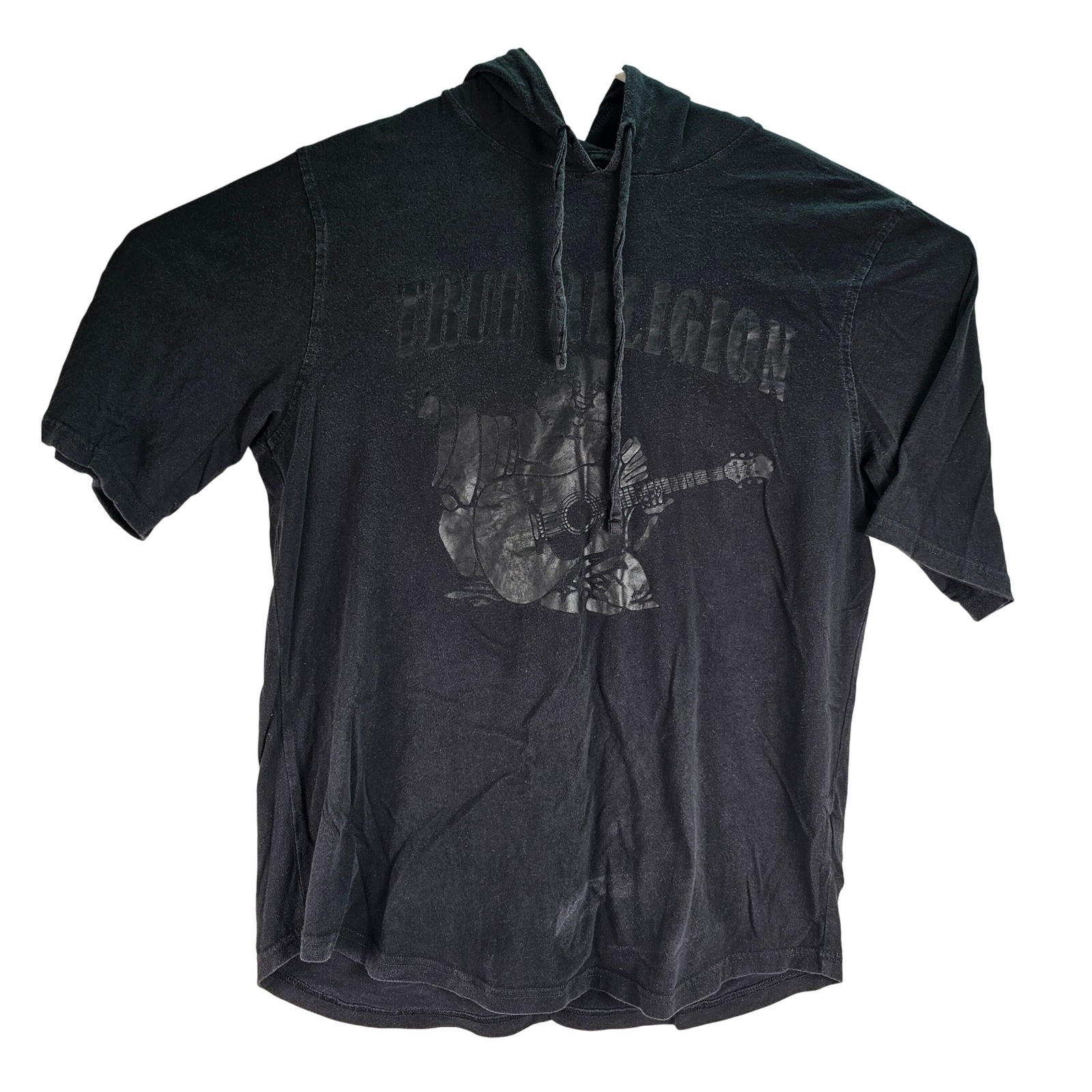 True Religion Mens M Pitch Black SS Pullover Tee Buddha Y2K Nostalgia Streetwear thumbnail 2