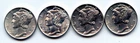 1936-p, 1938-s, 1944-p ,and 1945-p mercury dime lot