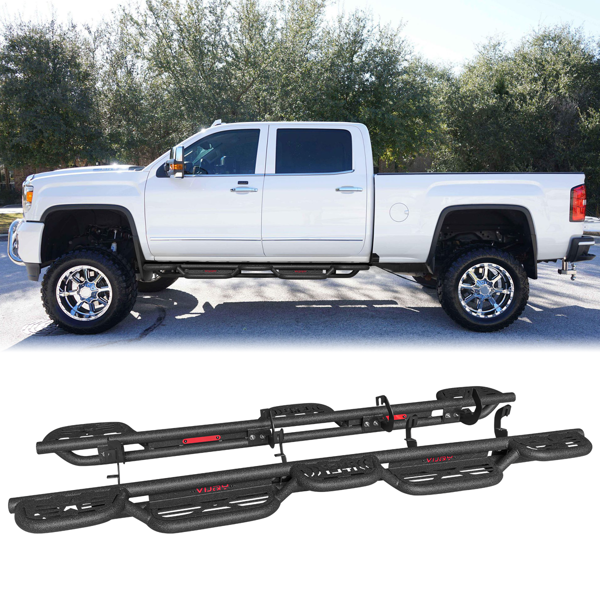 Vijay Running Boards For 07-19 Chevy Silverado/GMC Sierra 2500HD