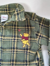 Vintage Disney Winnie The Pooh Plaid Fleece Button-up Shirt Toddler Child 24mo