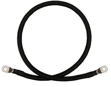 2 AWG Black Battery Cable, 1 Foot, Pure Copper, 5/16" Lugs