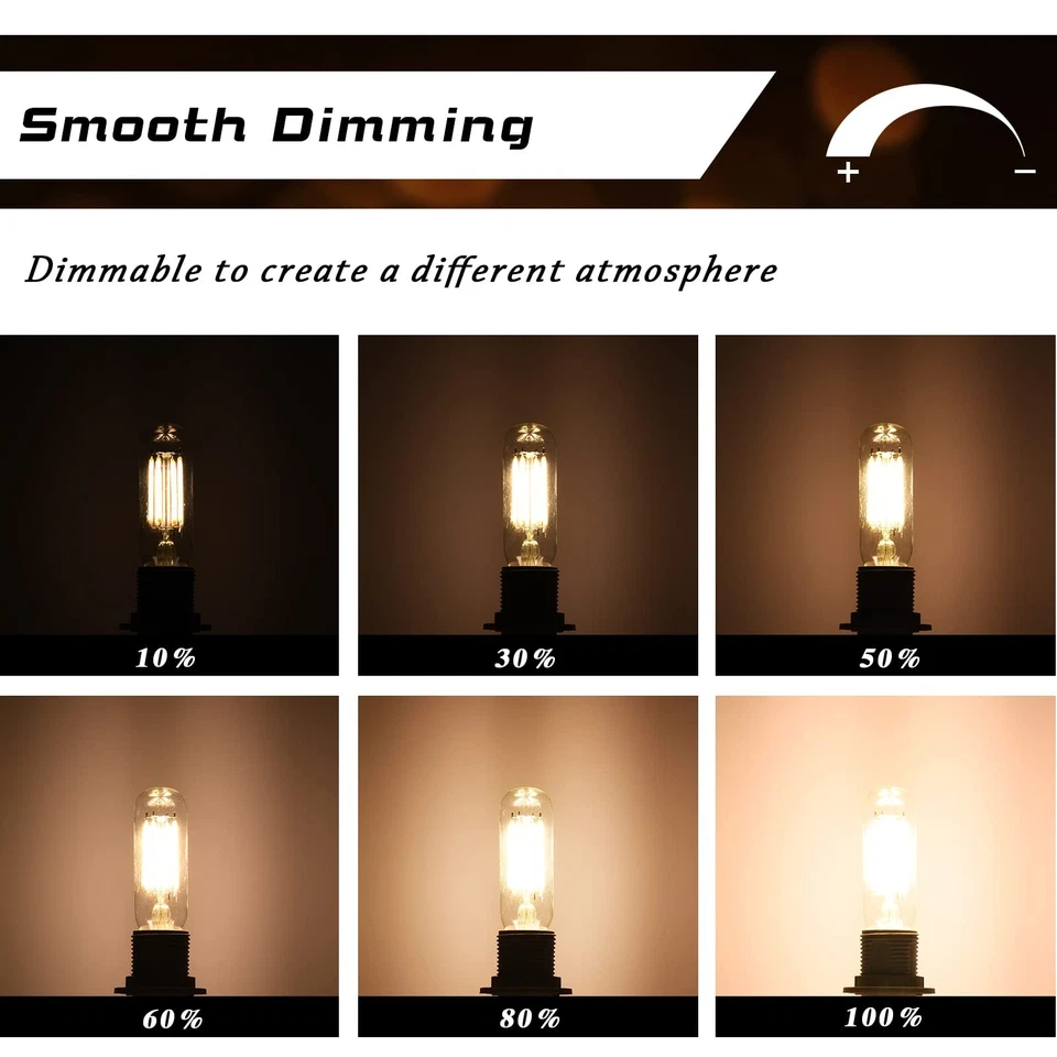 T6 LED Bulb Dimmable Light Bulbs E12 T25 Clear Glass Tubular Edison Candle Bu... - Image 2 of 4