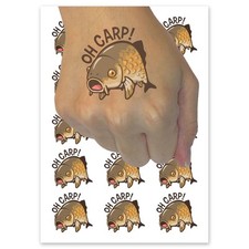 Oh Carp Regretful Fish Funny Face Temporary Tattoo Fake Body Art