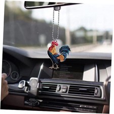 Rooster Car Hanging Ornament for Rear View Mirror, Farm Chicken Carhanging 1-3