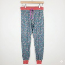 Natural Life Mix & Match Blue Floral Thermal Long John Lounge Pants S Boho