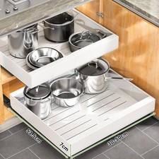 Expandable Pull Out Cabinet Organizer, 2 Pack, No Drill Adhesive Drawers