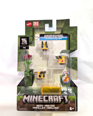 Minecraft BEES Honey Bottle & Poppy Action Figures 15th Anniversary New