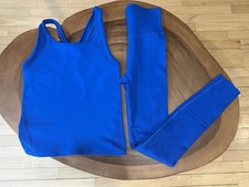 Fabletics 2 Piece Sculpknit Set. High-Waisted Leggings Tank. Blue Size Medium