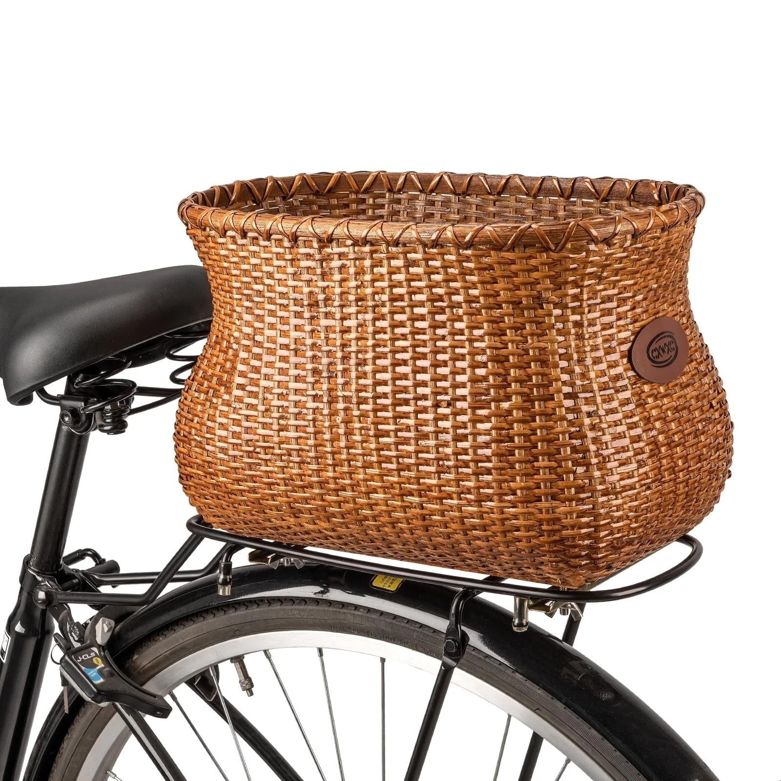 CXWXC Rear Bike Basket - Handmade Rattan Bicycle Rear Basket