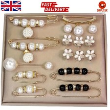 14 PCS Faux Pearl Brooch Pin Set Elegant Dress Scarf Hat Cardigan Decorative Pin