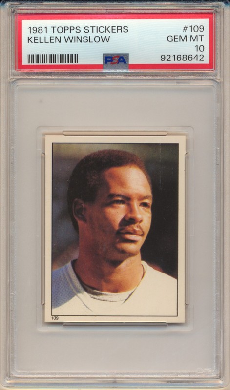 1981 Topps Football Stickers Kellen Winslow (Rookie Year) (HOF) (#109) PSA10 PSA