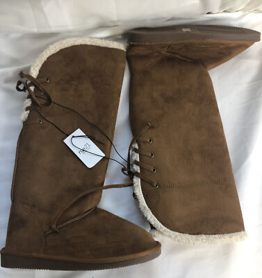 Rue 21 Womens Brown Faux Suede Knee High Boots Size 7/8 NEW