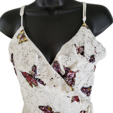 Love Fire Butterfly Dress White & Purple Lace Adjustable Strap Size S/Petite