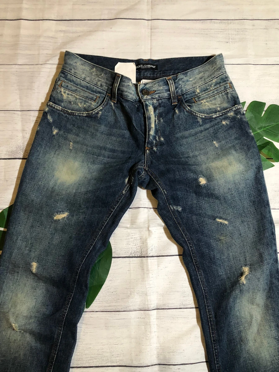 DOLCE & GABBANA D&G Destroy Damage Denim Pants Jeans Men 46 Crash