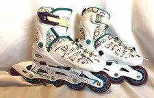 EUC Roller Derby Stinger 5.2 Inline Skates Girl's 12-2 Rollerblades Adjustable