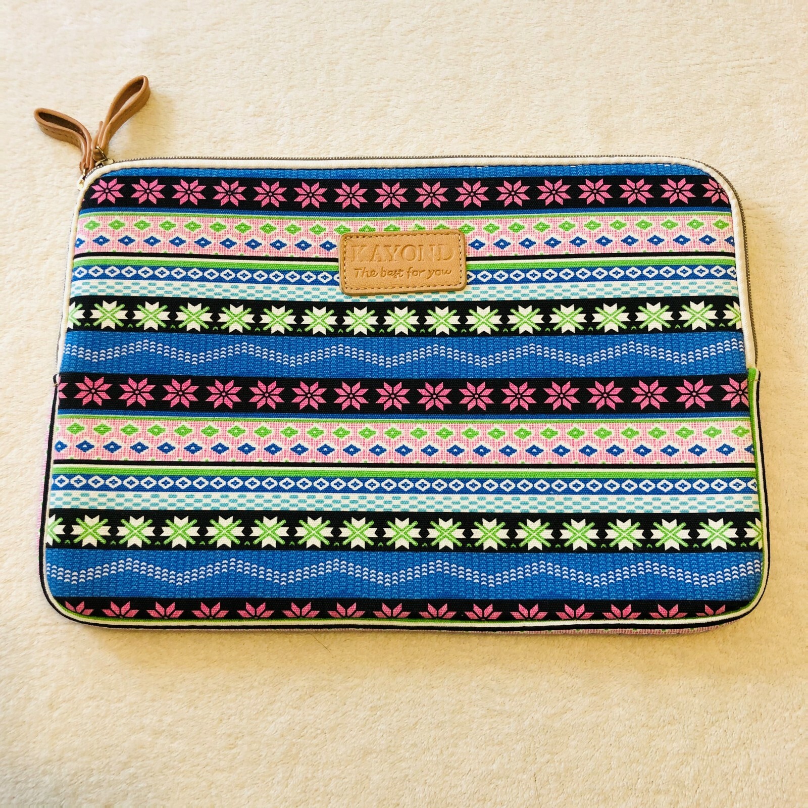 Kayond Canvas Big Zip Pouch Computer Case Multicolor Striped