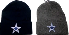 2 FOR 10.95! Dallas Cowboys flat appliques on Nvy/Gr beanie  cap hat.See details