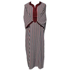 Men Moroccan Maroon Blue Short Sleeves Thobe Jubba Kandora Dishdasha