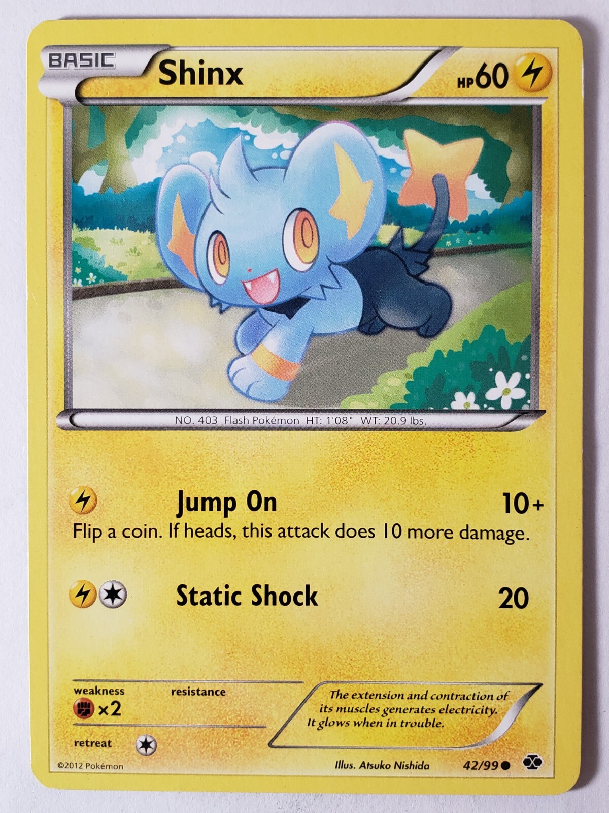 Shinx 42/99 LP - B2G1F - Next Destinies Pokemon Card - Atsuko Nishida Art