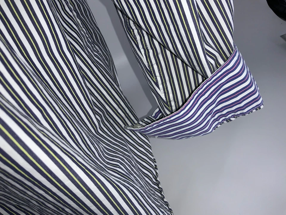 Camisa Thomas Rosa Puño Abatible Calce Clásico 3XL Hombres Blanco Rayas Algodón YGI G2-225 Foto 4 de 4