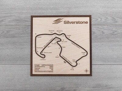 Silverstone Vollmetall F1 Wandbild, Wandbehang, Weihnachtsgeschenk! DIN A4 oder DIN A3!