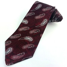 Rohde Royce Mens Tie Red Feather Paisley Pattern Vintage Neck Tie Made in USA