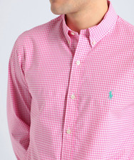 NWT Polo Ralph Lauren PINK GINGHAM Smooth STRETCH Shirt SLIM FIT S GREEN Pony