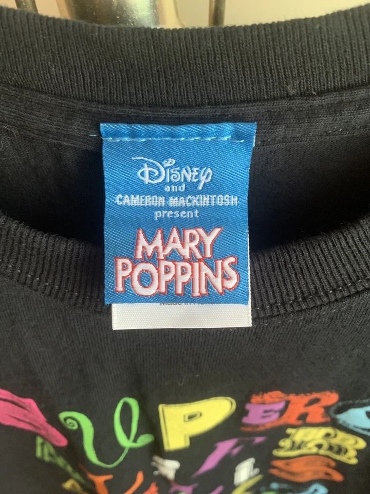 Vintage Disney Shirt Small Mary Poppins Broadway Movie Black Short Sleeve - Image 2 of 4