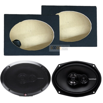 Rockford Fosgate Prime 260 Watts MAX 3-Way Car speakers +  Angle Speaker Box