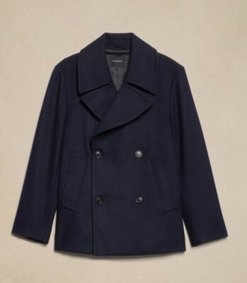 NWT BANANA REPUBLIC MEN WOOL BLEND PEA COAT Outerwear Coat Jacket