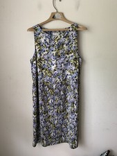 J Jill Women Dress Medium Blue Floral Spring Sleeveless Wedding Tea Party Shower