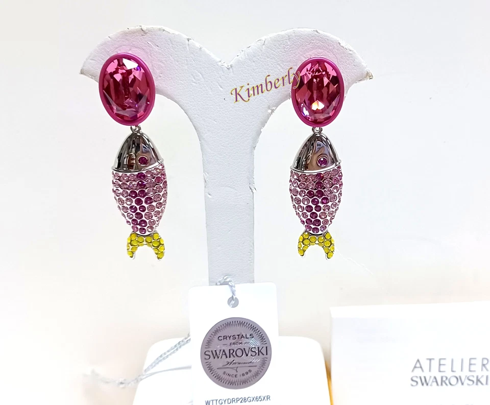 Pendientes Swarovski Mustique Sea Life Pez Cristal Rosa Auténticos NUEVOS 5533745 Foto 4 de 4