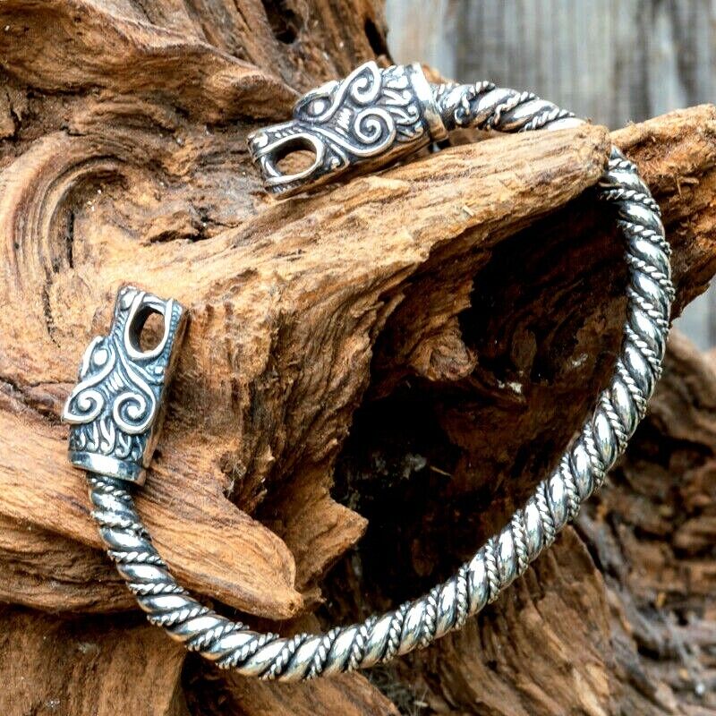 Celtic Wolf Torc Bracelet in Bronze or Silver