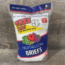 Vintage Boys Fruit of the Loom Briefs Underwear Size 8 White 100 Cotton 7 Pair
