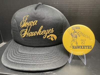 Vintage Iowa Hawkeyes Mesh Young An Snapback Trucker Hat With 1982 Rose Bowl Pin