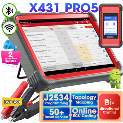 2025 LAUNCH X431 PRO 5 PAD V Car Diagnostic Scanner J2534 Programming Key Coding