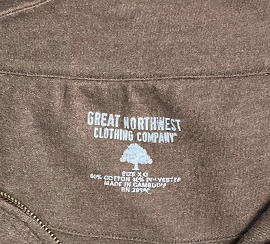 Great Northwest Clothing Company 1/4 cremallera para hombre XXL marrón.    4993 Foto 3 de 3