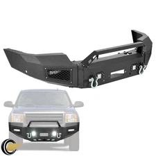 Black Steel Front Bumper Assembly W/LED Spotlights For GMC Sierra 1500 2007-2013