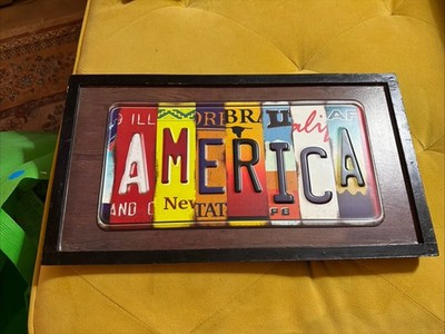 America Wall hanging License Plate letters. 16x9 Hobby Lobby