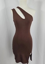 Sz Small 🤎 Fashion Nova Trendy Brown Stretch Double Lined Viscose Short Dress