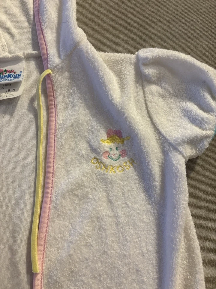 VTG OshKosh Bgosh 18 Months White Terry Swim Coverup Baby Girl - Image 2 of 4