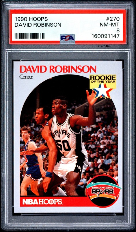 1990 HOOPS #270 DAVID ROBINSON PSA 8