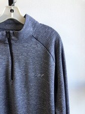 Greg Norman 1/4 Zip Golf Performance Long Sleeve Shark Logo Blue Gray Men's XL