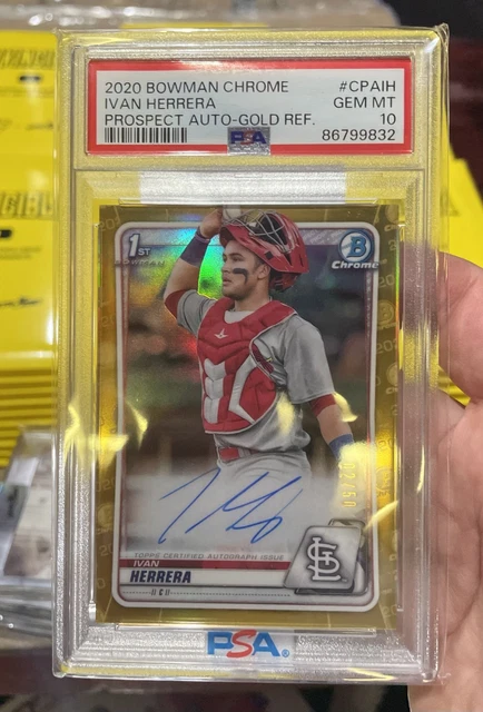 Ivan Herrera 2020 Bowman Chrome Gold Refractor Auto RC PSA 10 #2/50 GEM MINT
